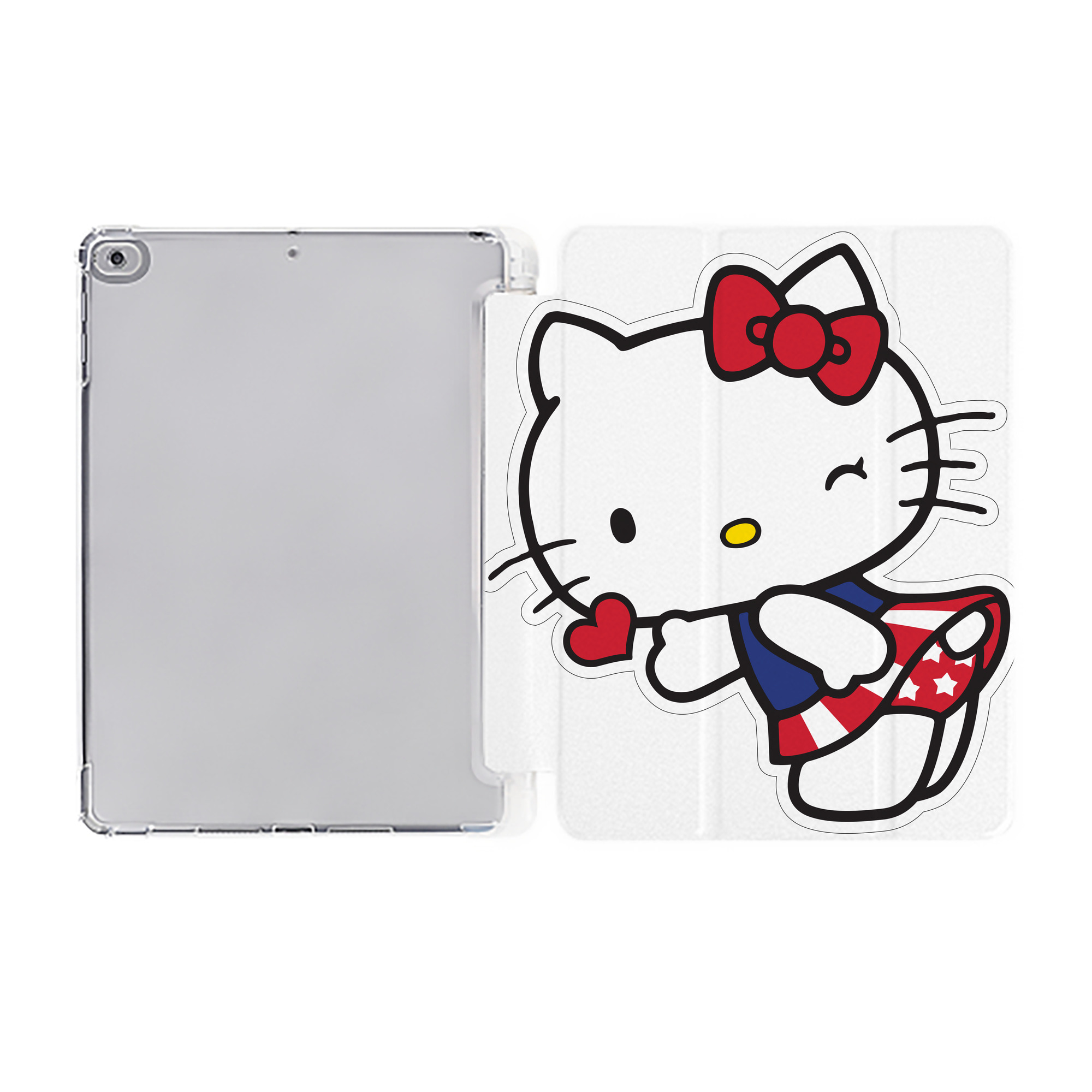 （画像用） Hello Kitty ハローキティ IPad ケース ペン収納付き 三つ折りスタンド PUレザー×シリコン 対応機種9.5/10.5/10.9インチ